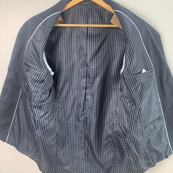 NEW JOE Joseph Abboud Size 38R Men's Windowpane Blazer Jacket Charcoal Gray - Picture 9 of 13